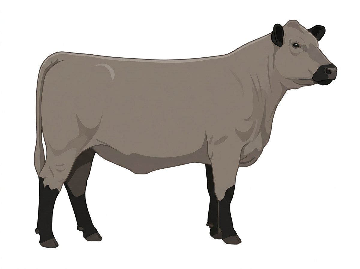 Gray with black points Charolais Cross Heifer