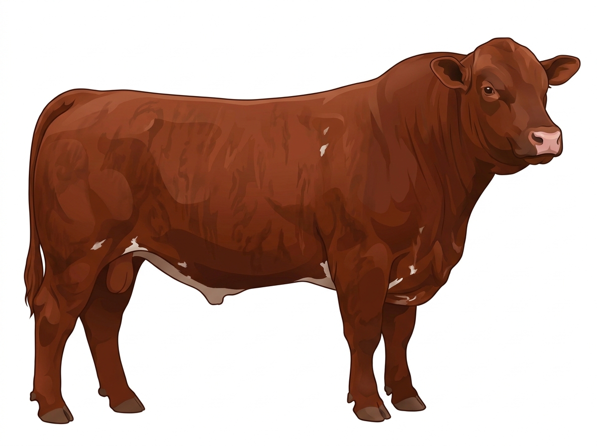 Red faint brindle with minimal white markings Charolais Cross Bull