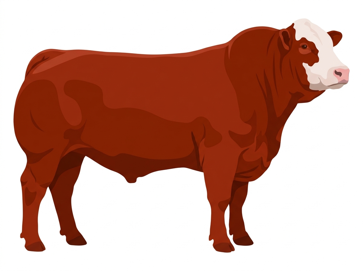 Red with a partial white face Charolais Cross Bull