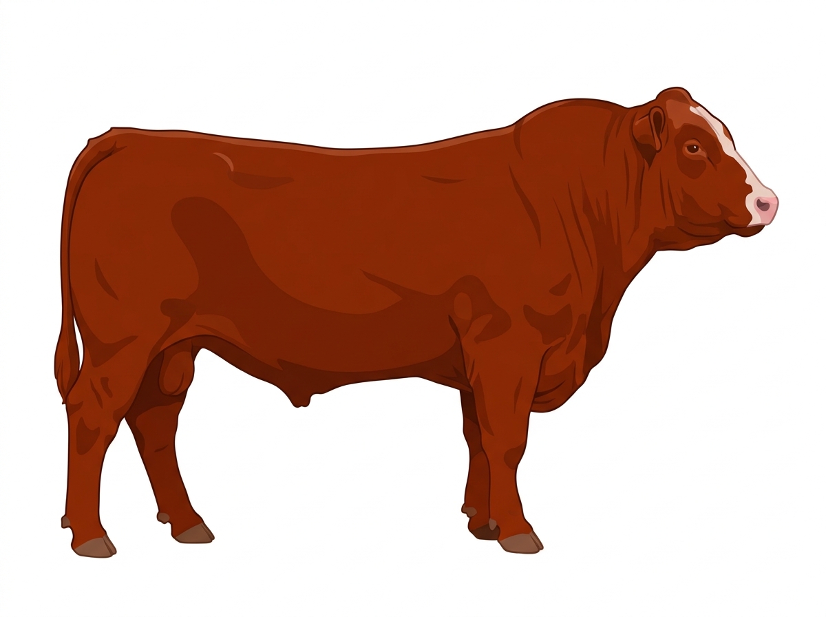 Red with minimal white face markings Charolais Cross Bull
