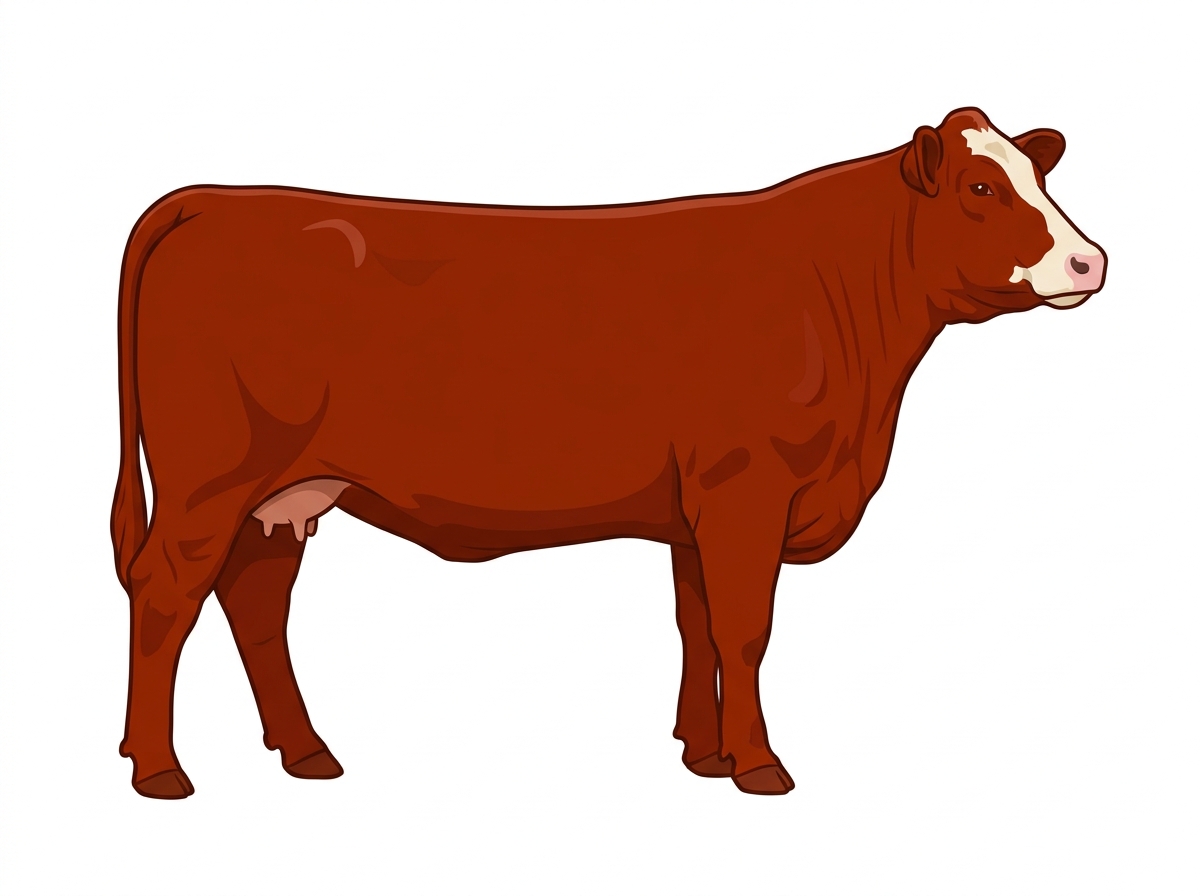 Red with minimal white face markings Charolais Cross Cow