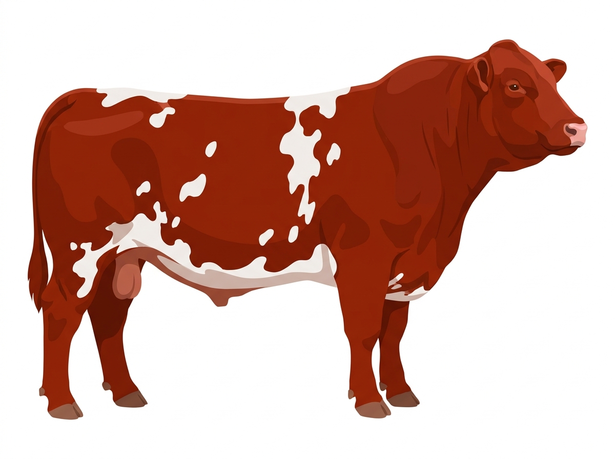 Red with white spots Charolais Cross Bull