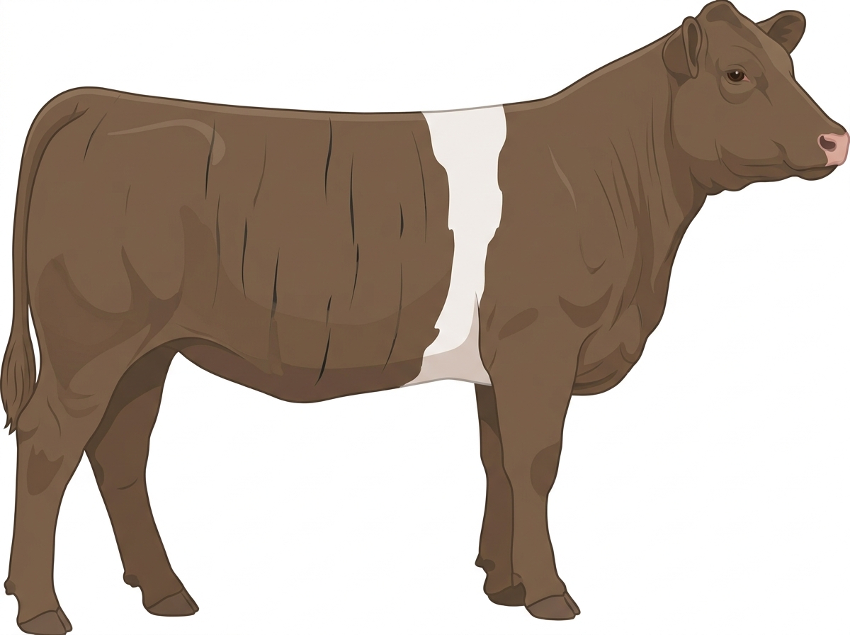 Smoky brindle with faint black striping and a white belt around the midsection Charolais Cross Heifer