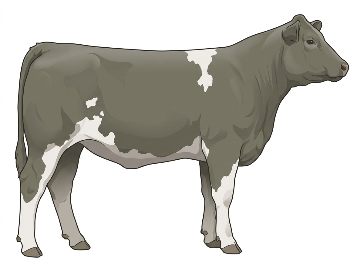 Smoky with a few white spots Charolais Cross Heifer
