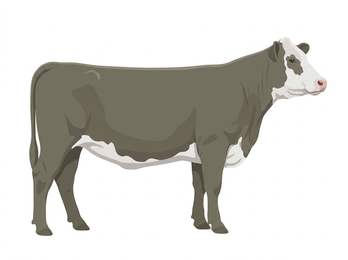 Smoky with a partial white face Charolais Cross Cow