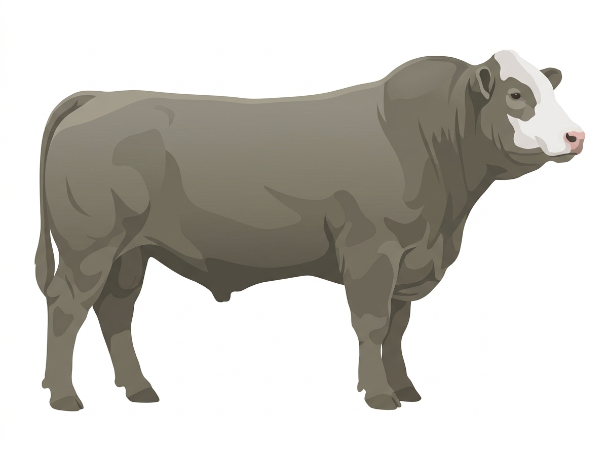 Smoky with a white face Charolais Cross Bull