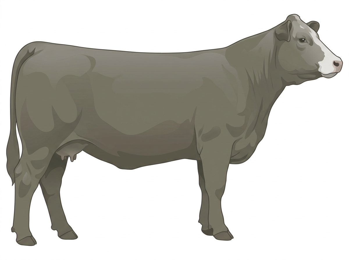 Smoky with minimal white face markings Charolais Cross Cow