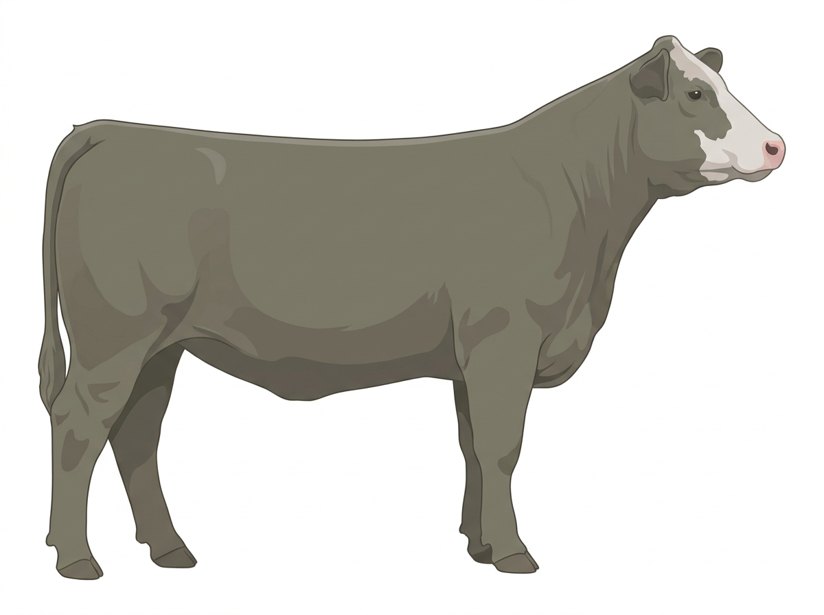 Smoky with minimal white face markings Charolais Cross Heifer