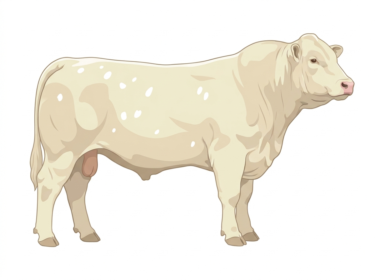 White with a few white spots Charolais Cross Bull