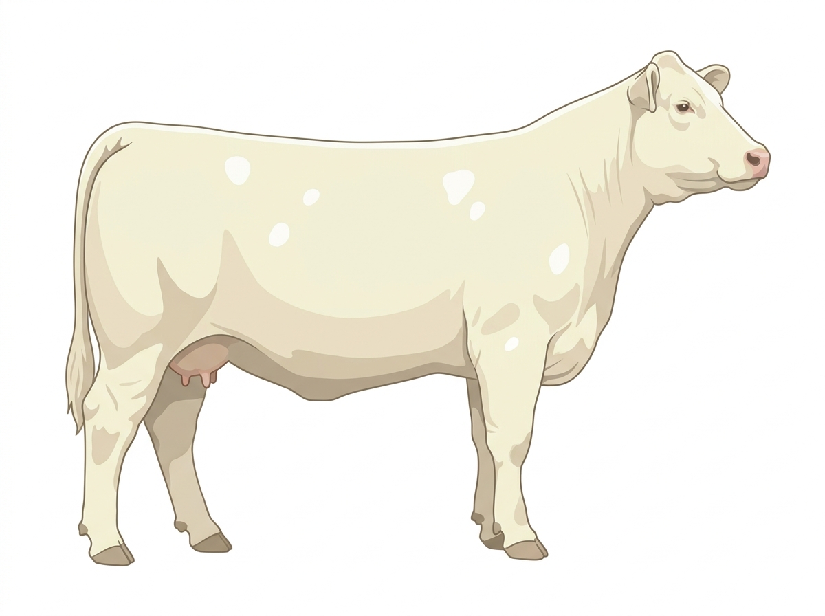 White with a few white spots Charolais Cross Cow