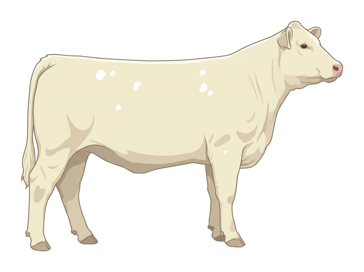 White with a few white spots Charolais Cross Heifer