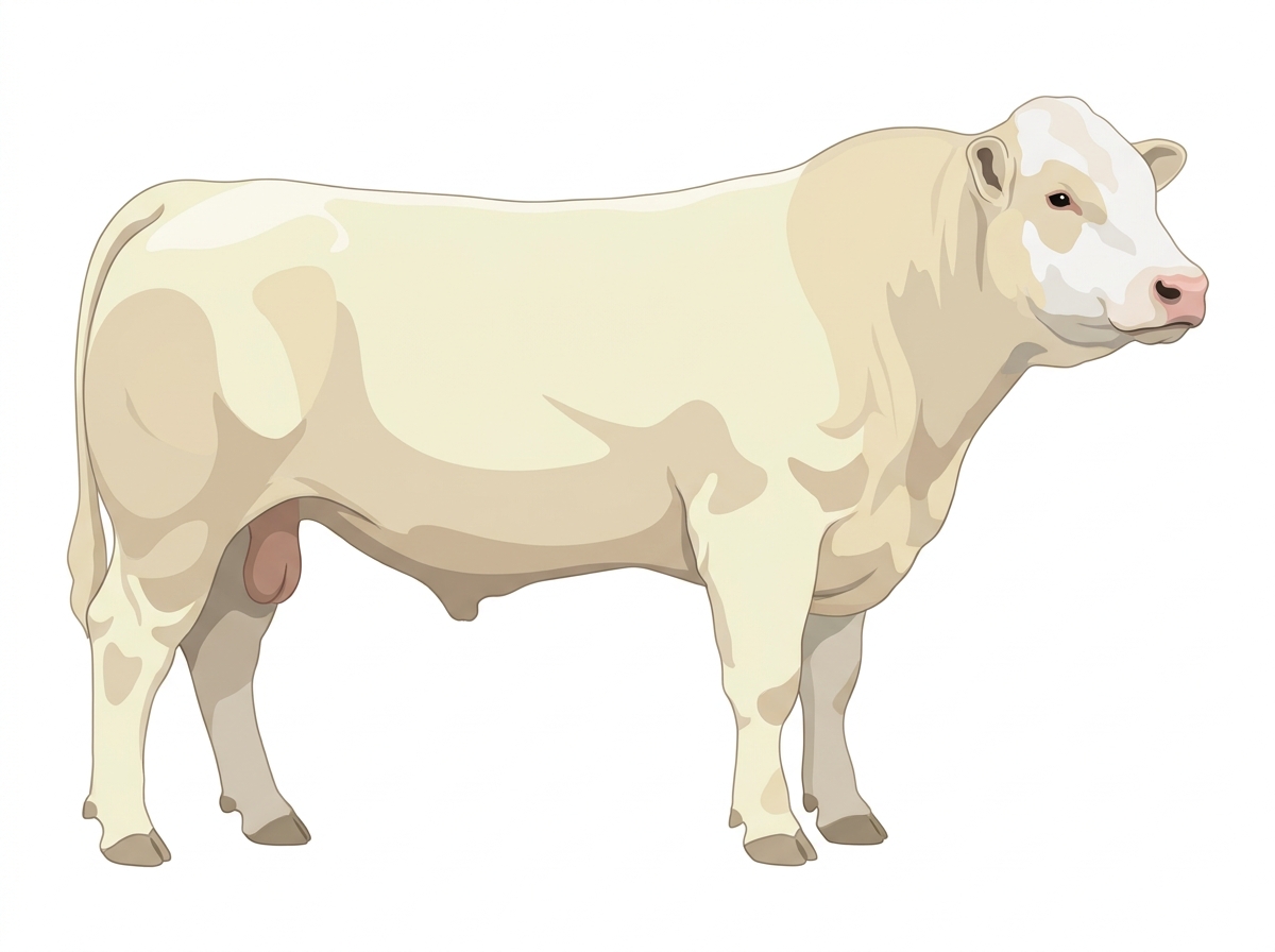 White with a partial white face Charolais Cross Bull