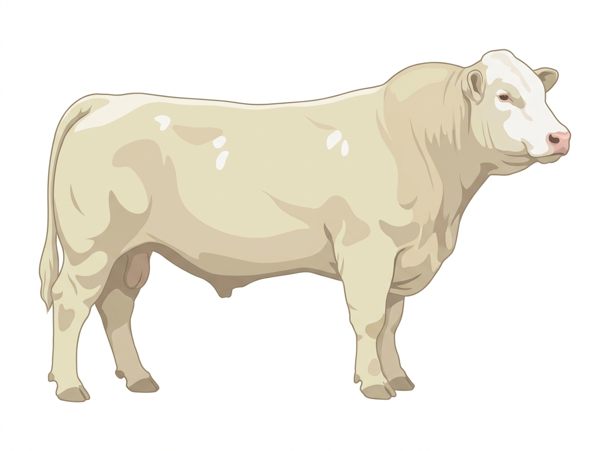 White with a white face and a few white spots Charolais Cross Bull