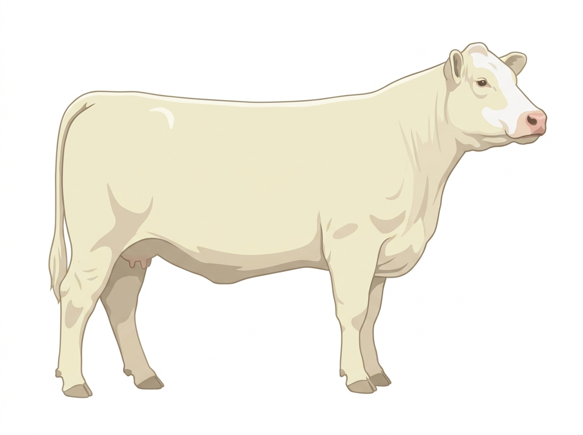 White with minimal white face markings Charolais Cross Cow