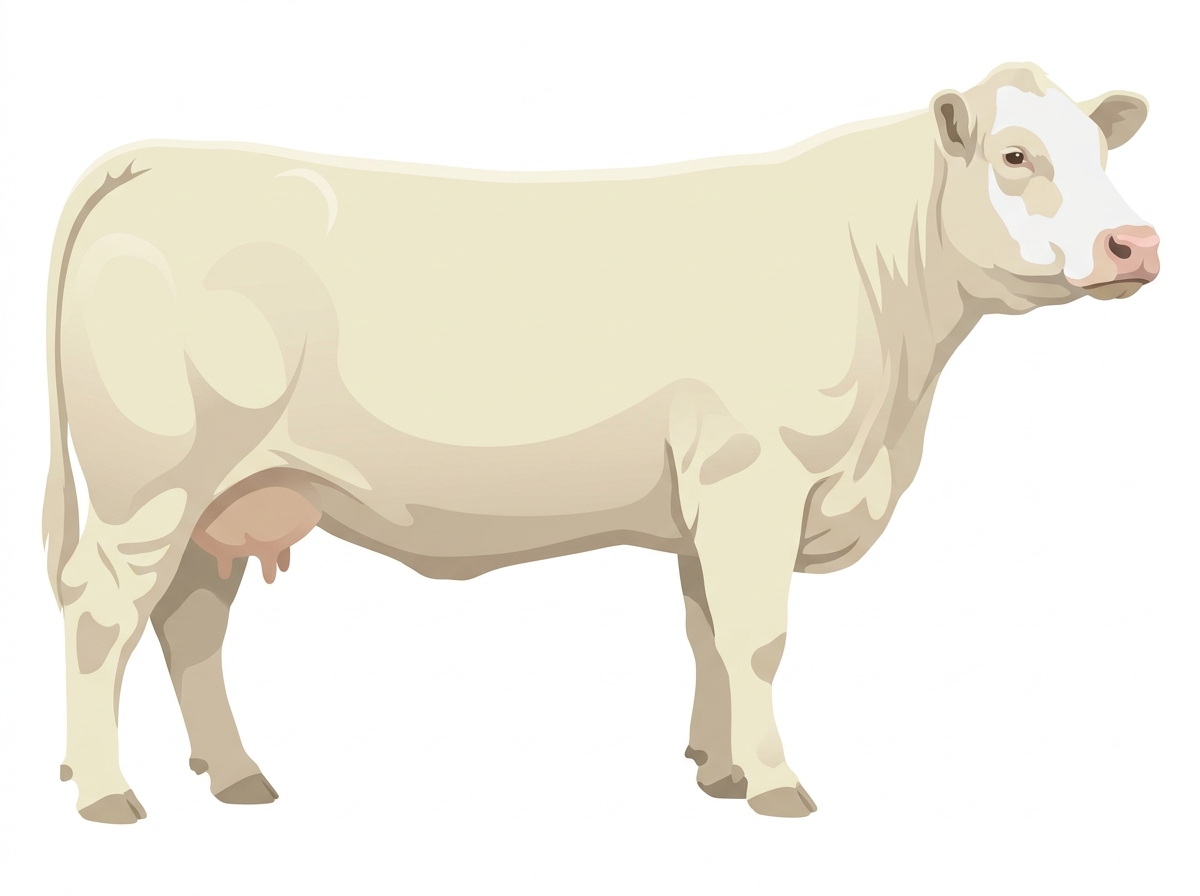 White with partial white face Charolais Cross Cow