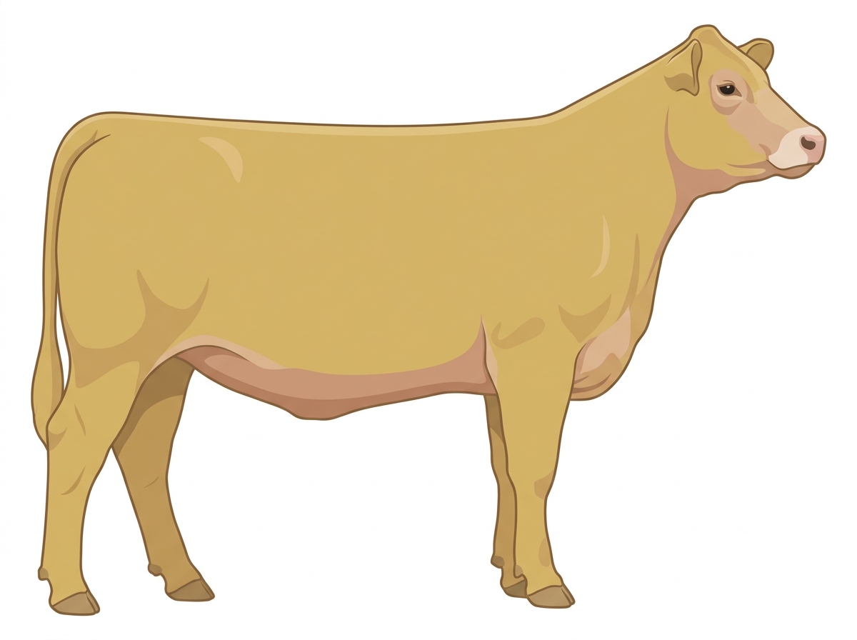 Yellow Dun with a pale muzzle ring and lighter underline Charolais Cross Heifer