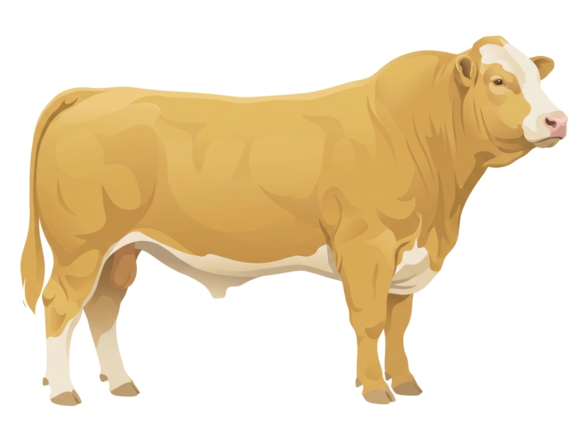 Yellow Dun with a partial white face Charolais Cross Bull