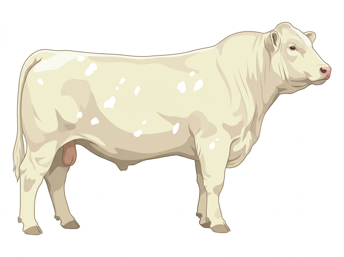 White with a few white spots Charolais Bull