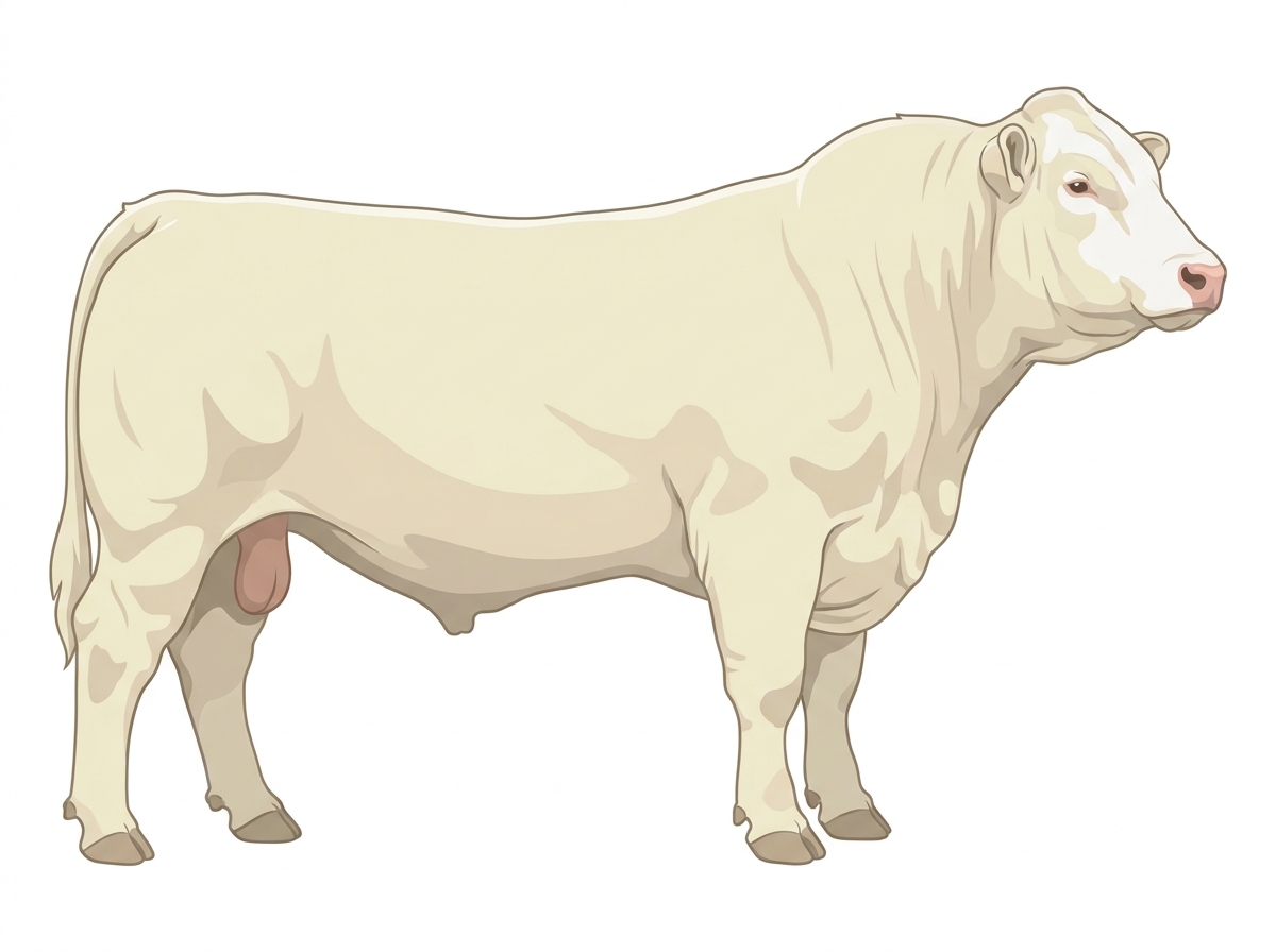 White with minimal white face markings Charolais Bull
