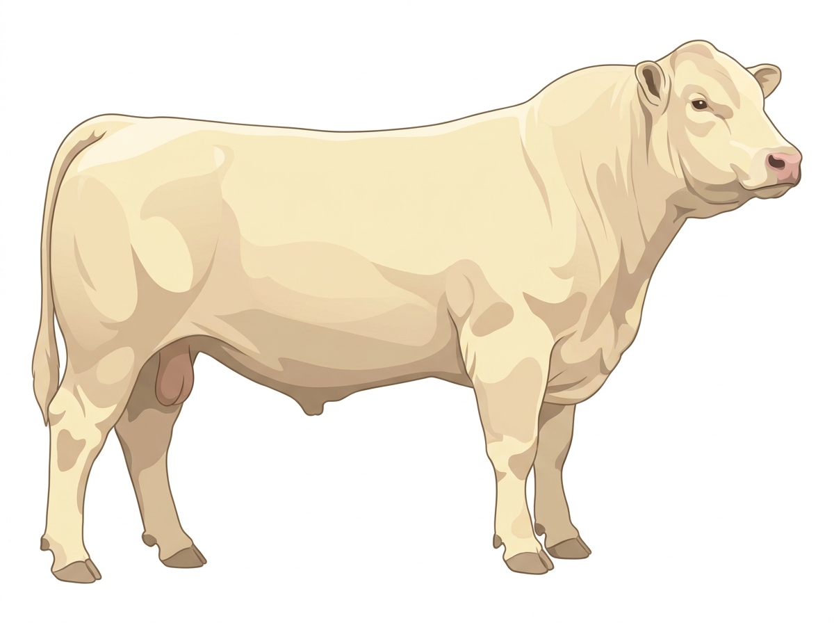 Cream Charolais x Red Angus Cross Bull