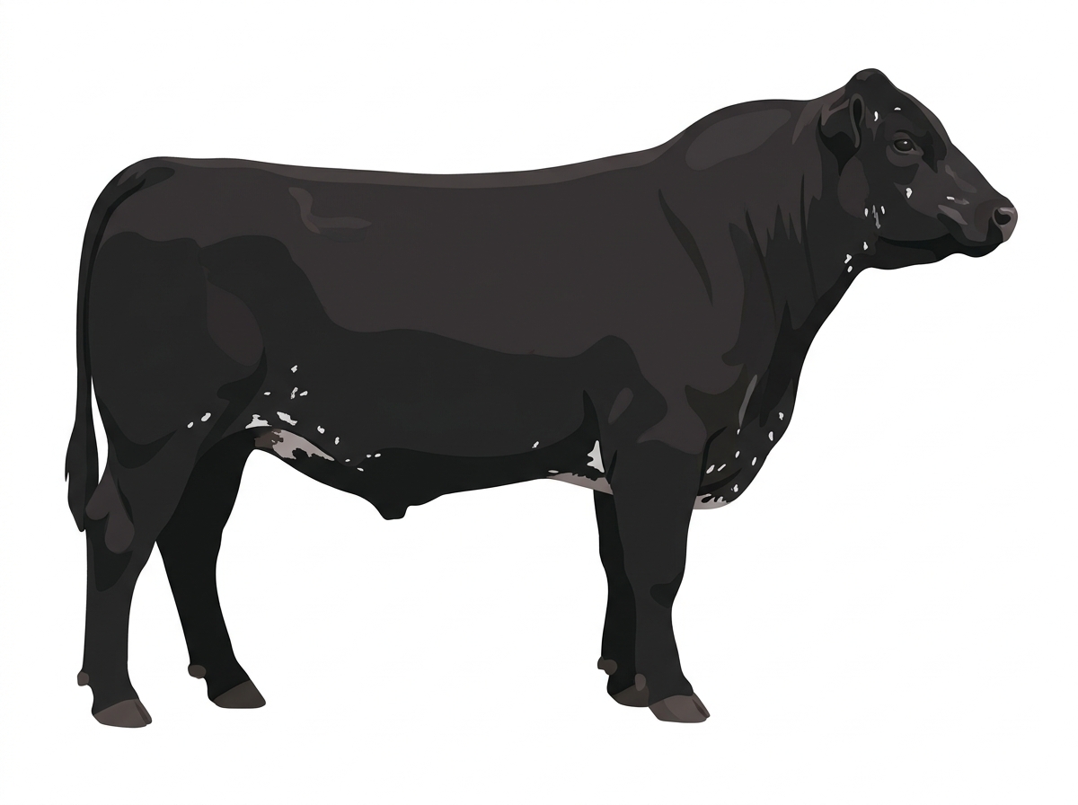 Black with minimal spotting with ticking ChiAngus Bull