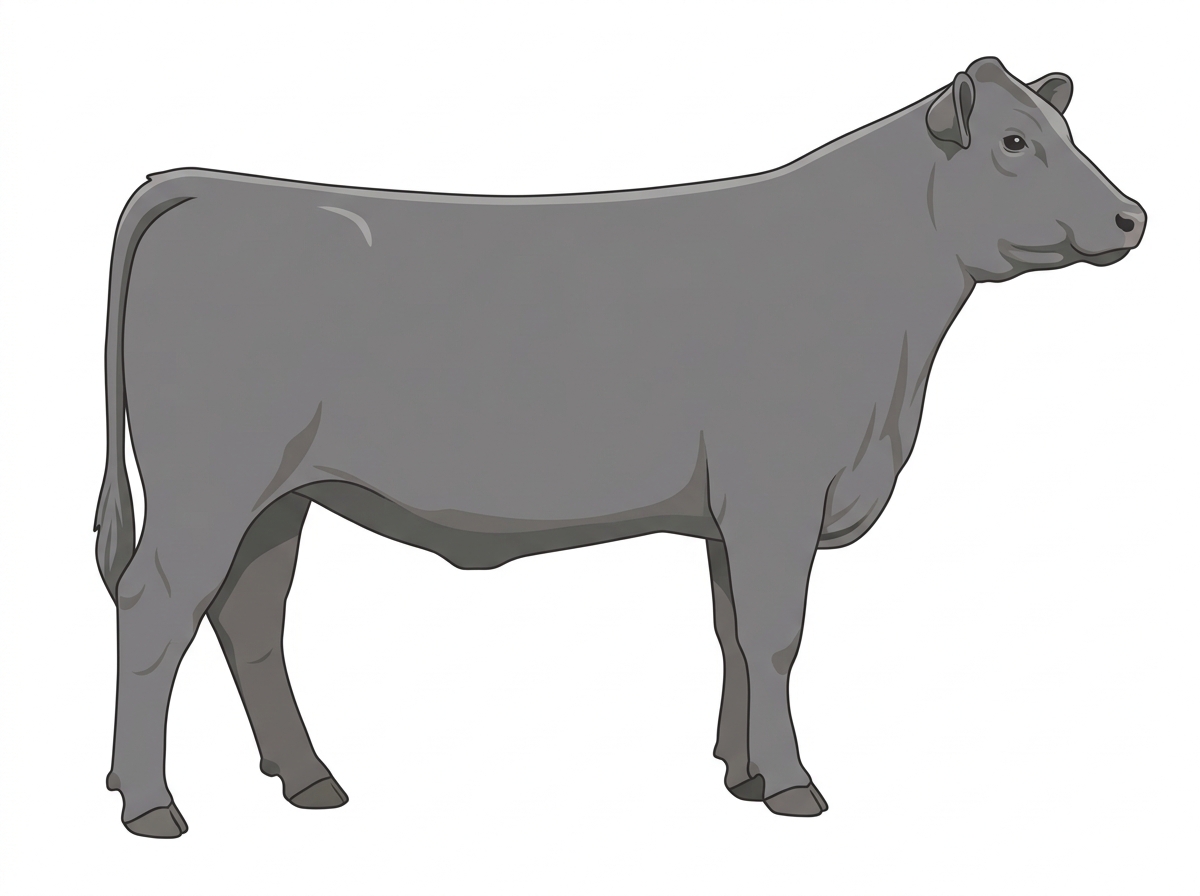 Gray ChiAngus Cow