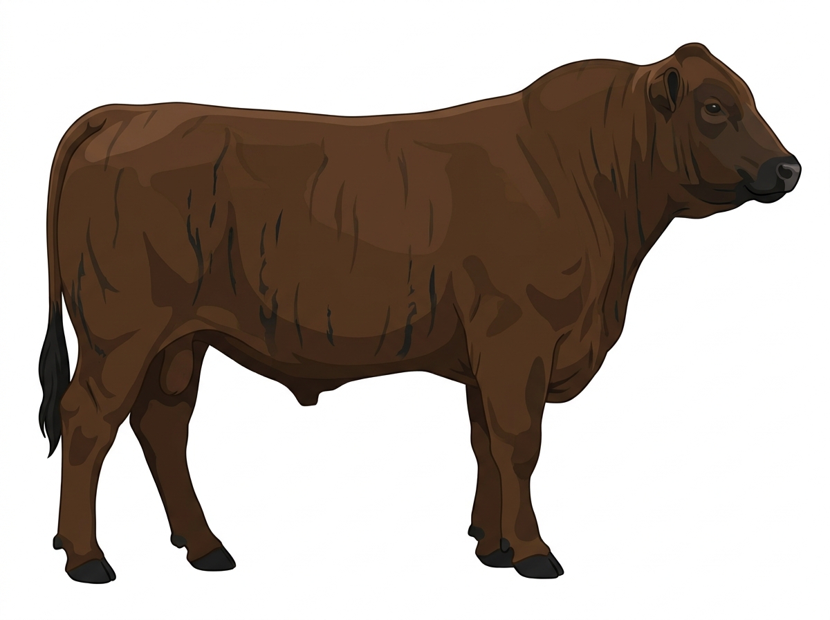 Brown brindle with faint black striping and black points Chianina Cross Bull