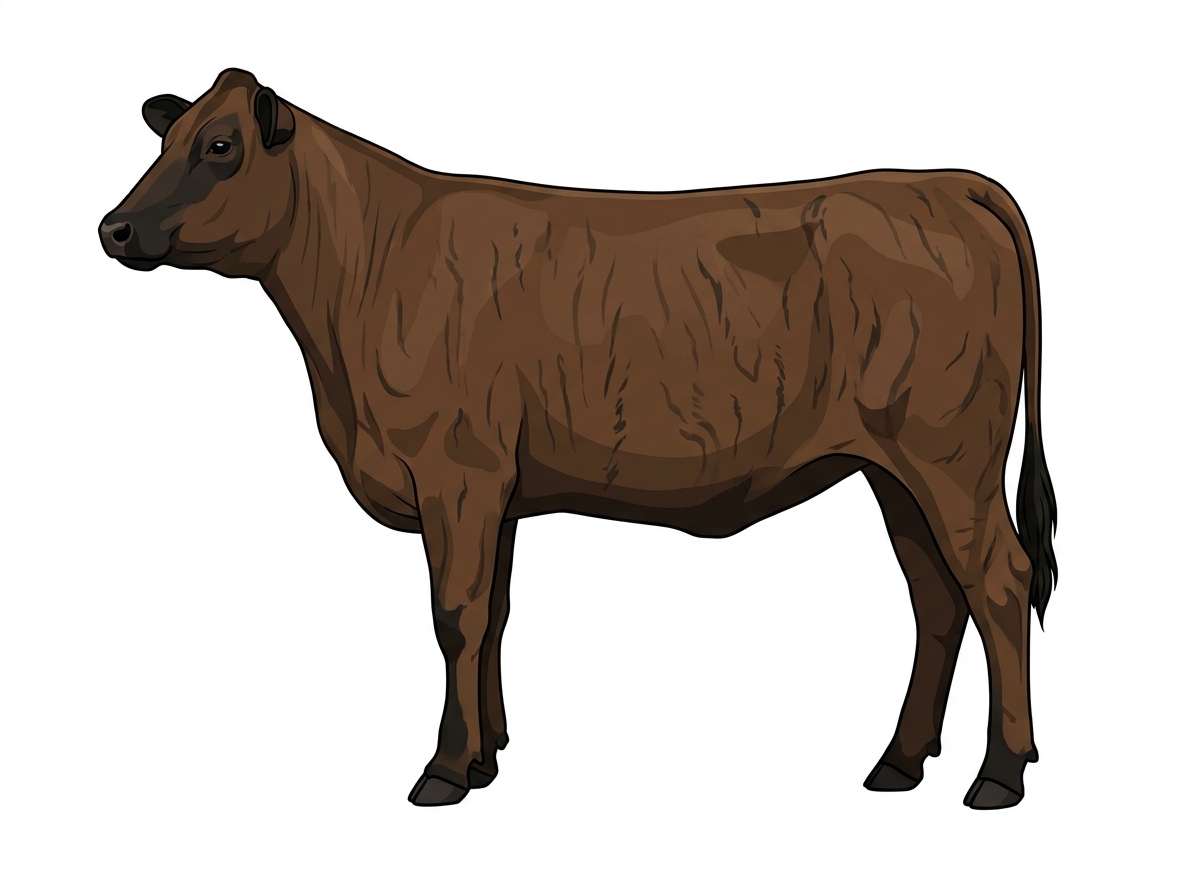 Brown brindle with faint black striping and black points Chianina Cross Heifer