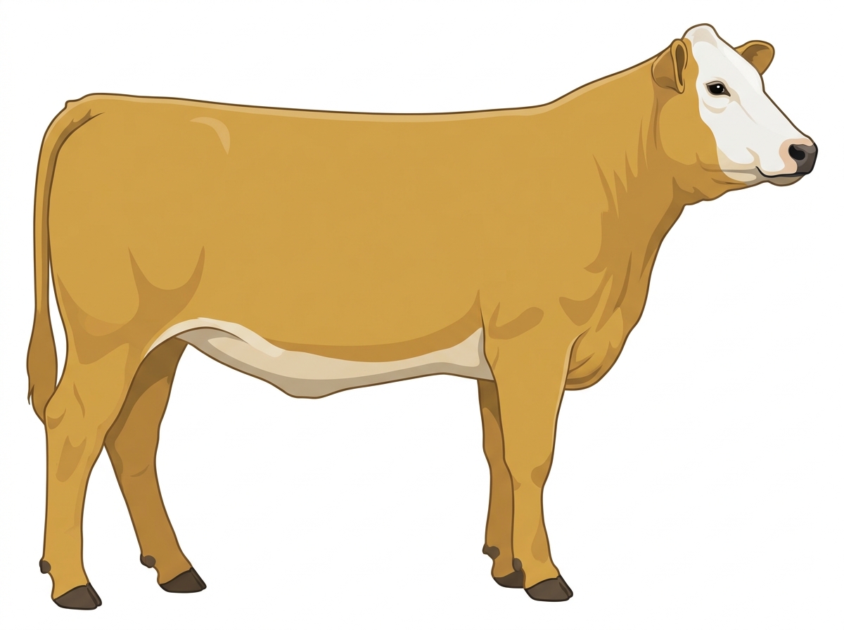 Gold with a pale muzzle ring and lighter underline and a white face Chianina Cross Heifer