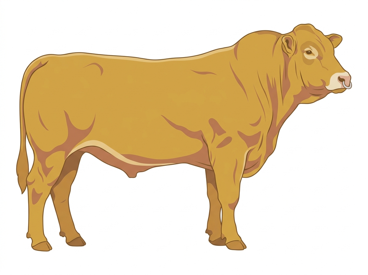 Gold with a pale muzzle ring and lighter underline Chianina Cross Bull
