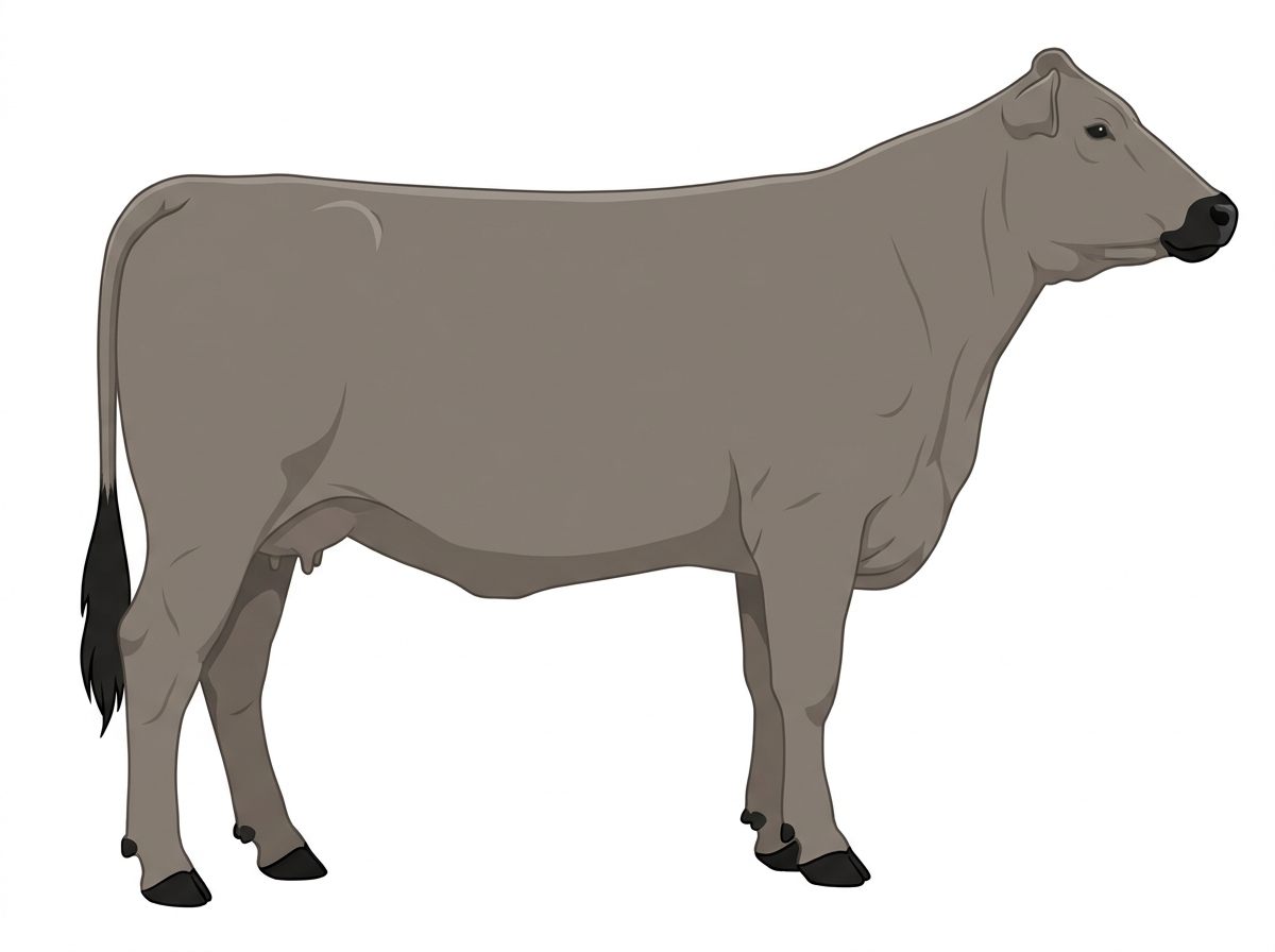 Gray with black points Chianina Cross Cow