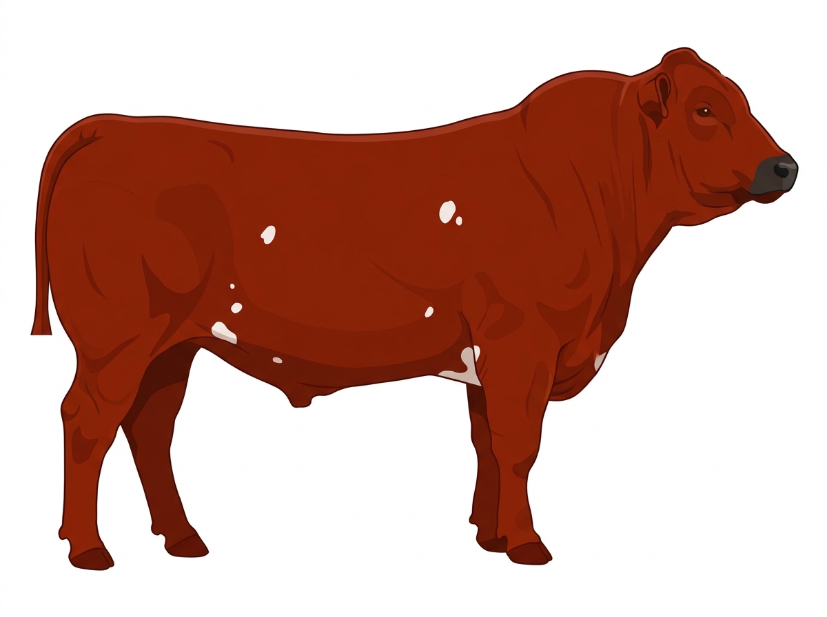 Red with a few white spots Chianina Cross Bull