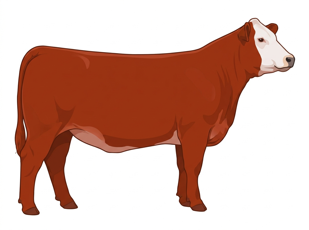 Red with a pale muzzle ring and lighter underline and a white face Chianina Cross Heifer
