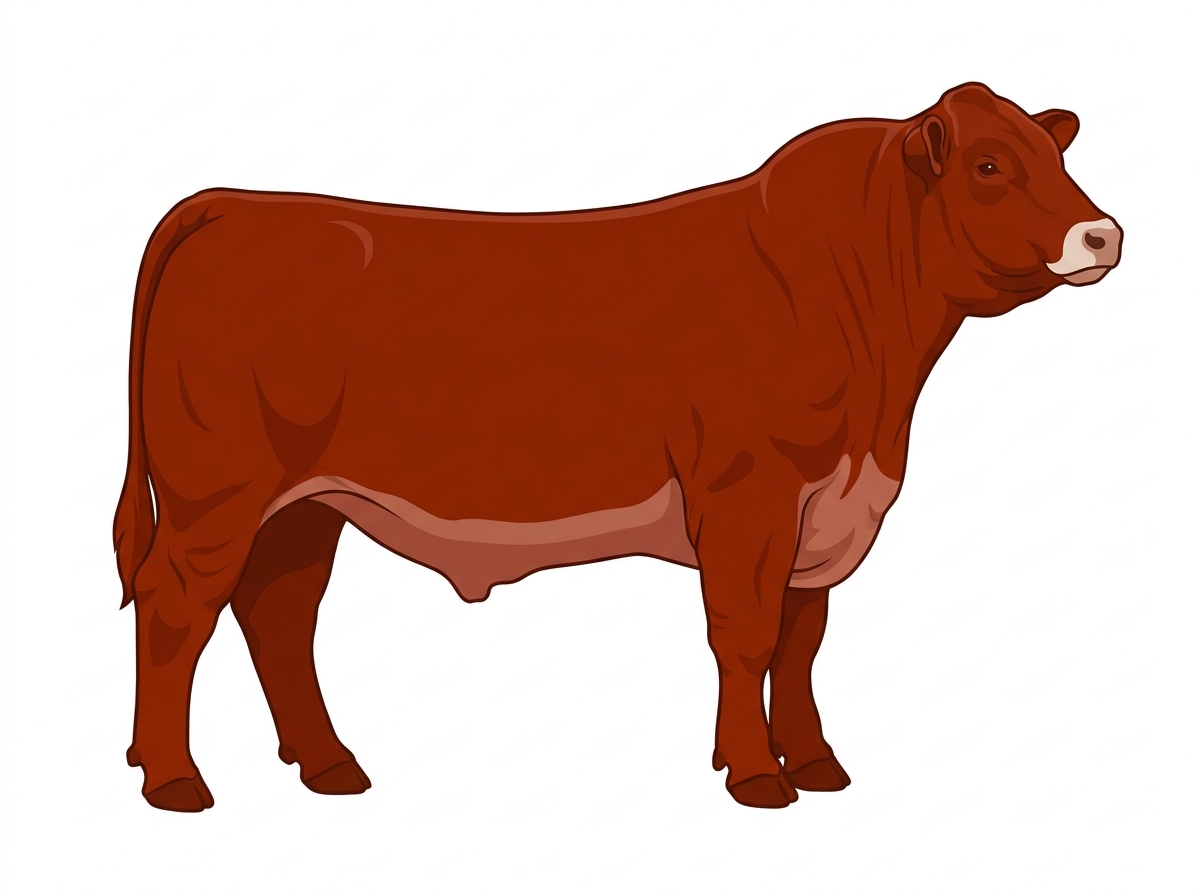 Red with a pale muzzle ring and lighter underline Chianina Cross Bull