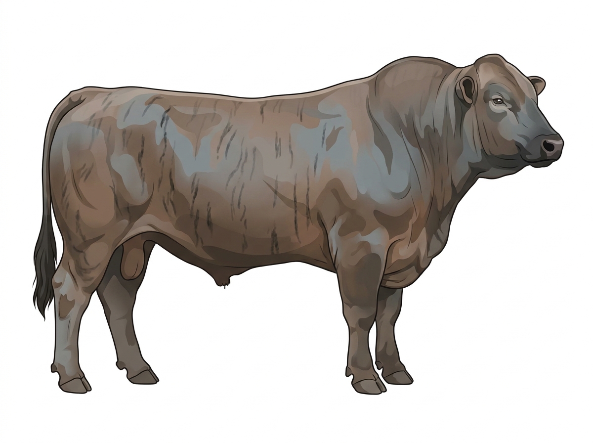 Smoky brindle with faint black striping Chianina Cross Bull