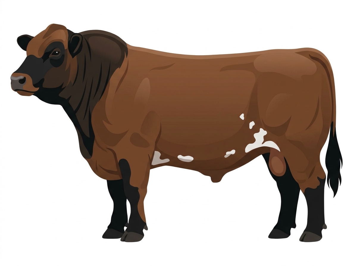 Brown with black points and a few white spots ChiMaine Bull