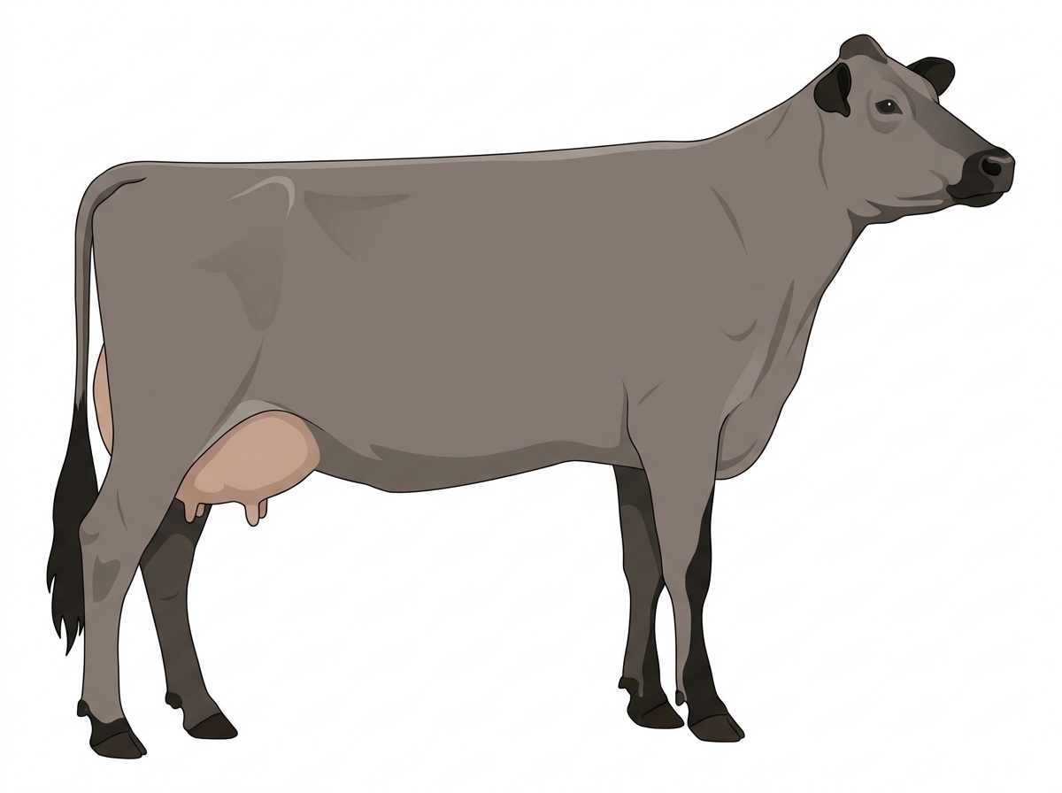 Gray with black points ChiMaine Cow