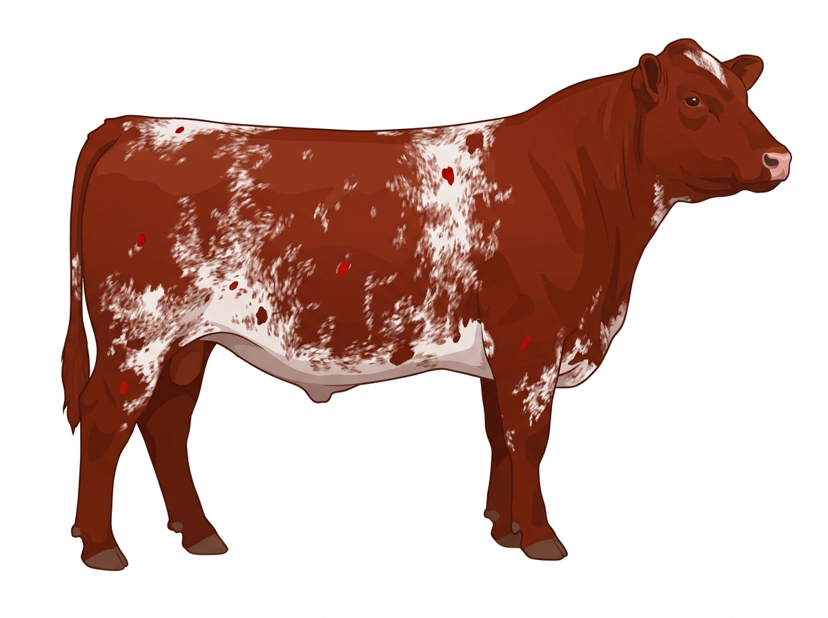 Red heavy roan with minimal spotting Commercial Shorthorn Steer