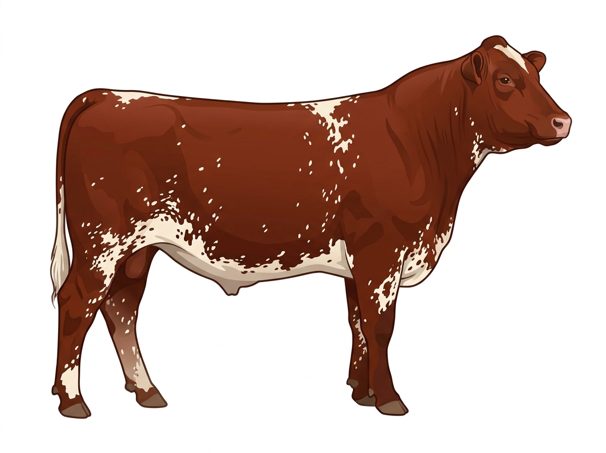 Red heavy roan with minimal spotting with ticking Commercial Shorthorn Steer