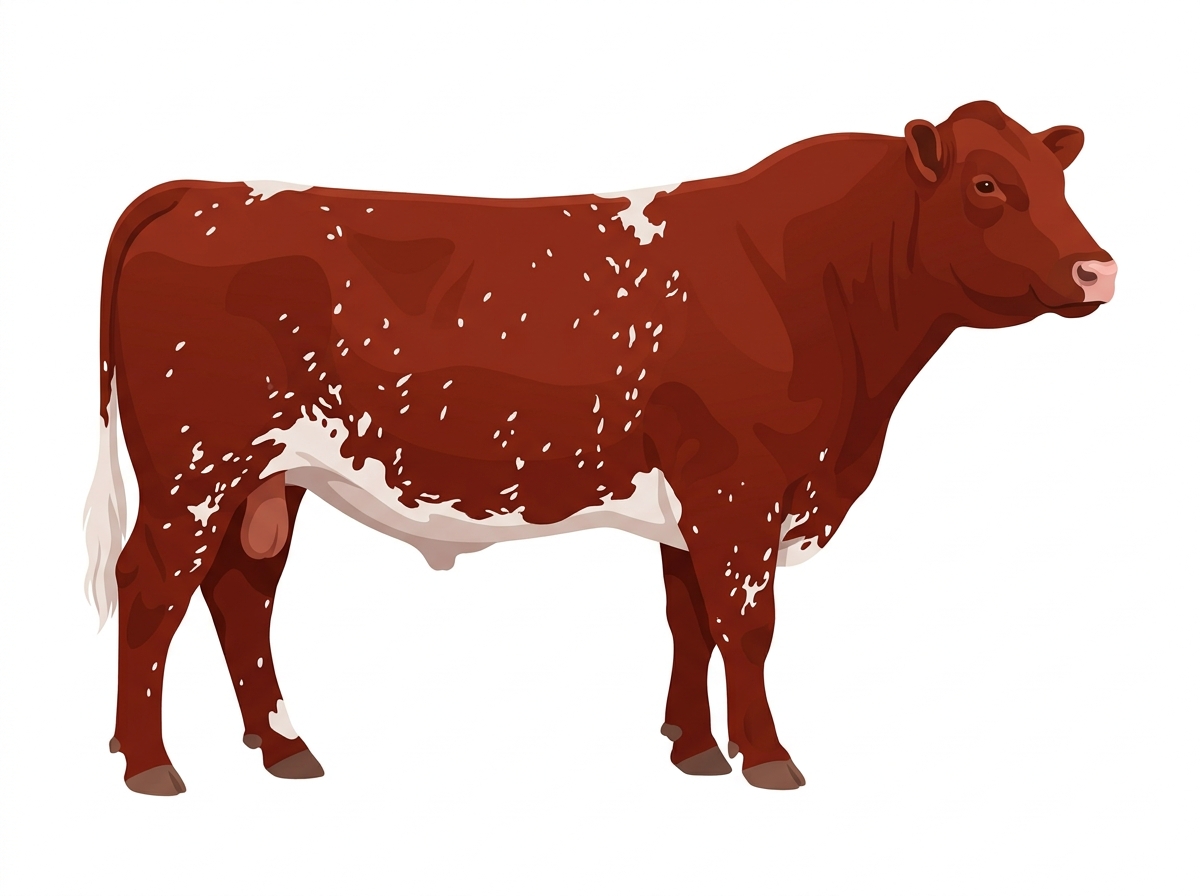 Red heavy roan with ticking Commercial Shorthorn Bull