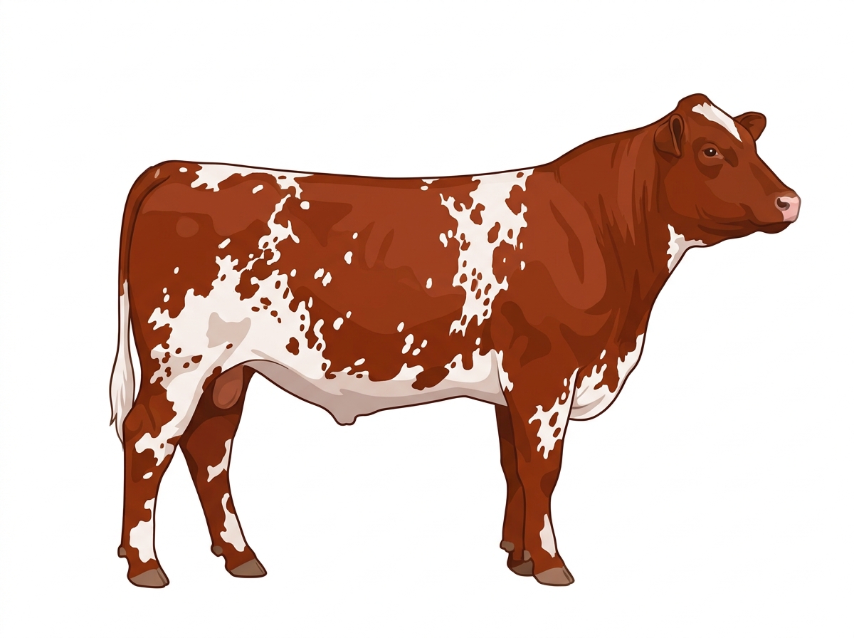 Red heavy roan with white spots Commercial Shorthorn Steer