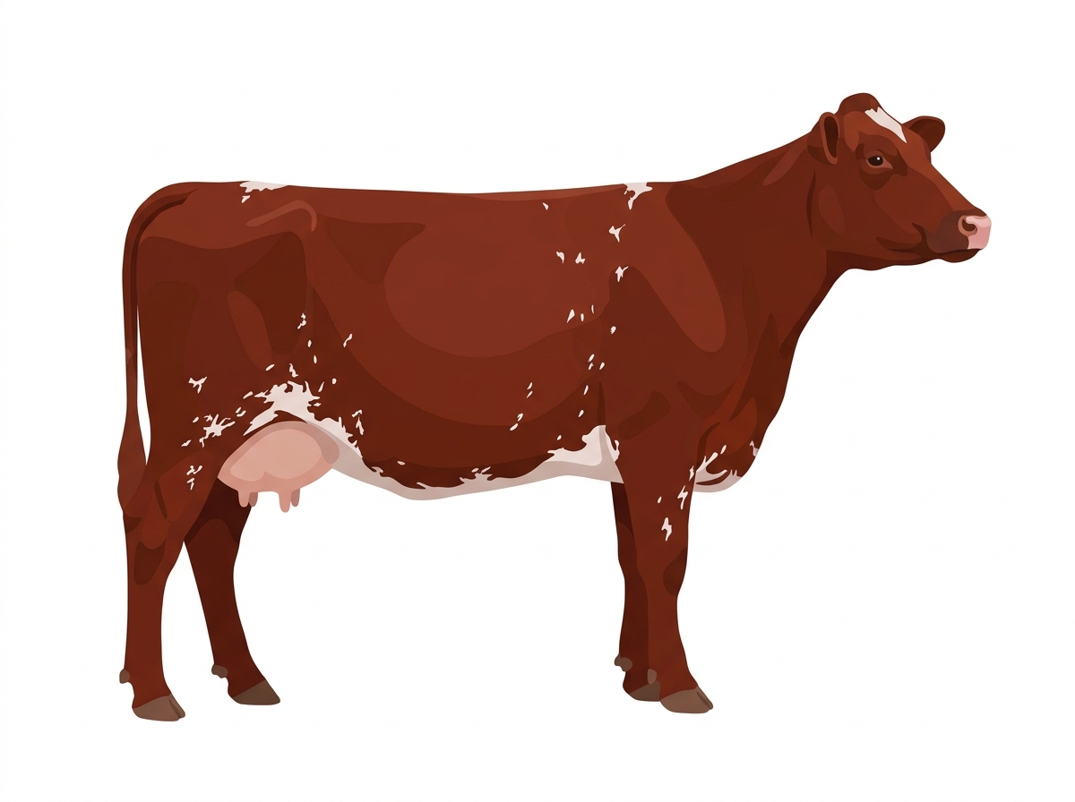 Red roan with minimal spotting with ticking Commercial Shorthorn Cow