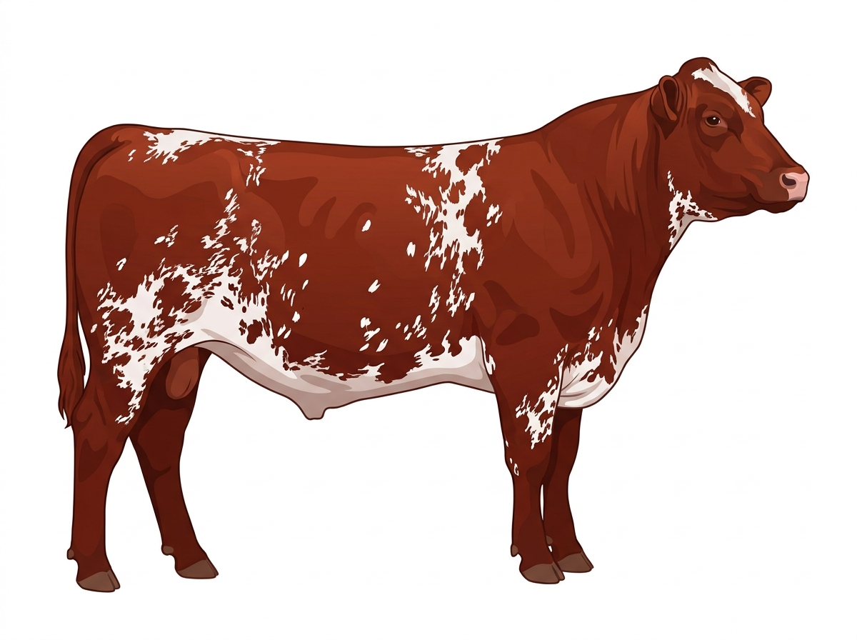 Red roan with white spots Commercial Shorthorn Steer