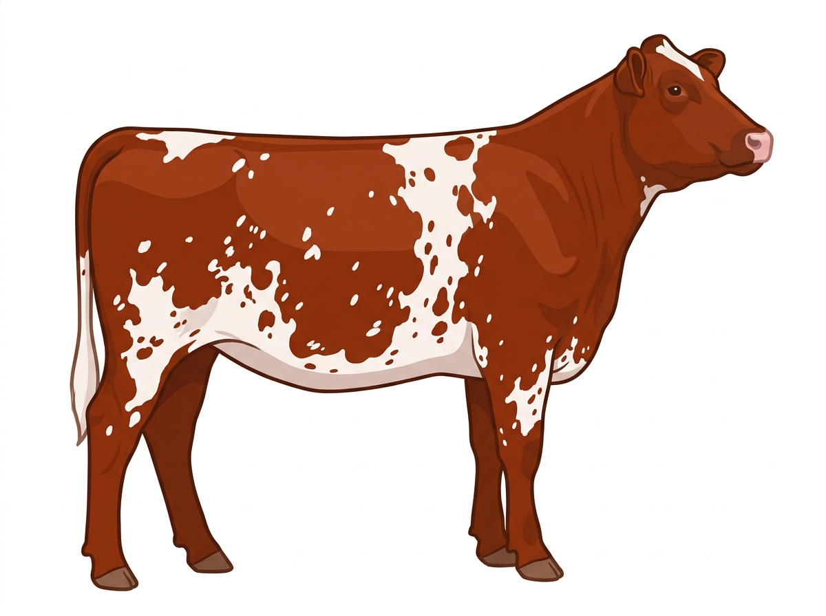Red roan with white spots with ticking Commercial Shorthorn Heifer