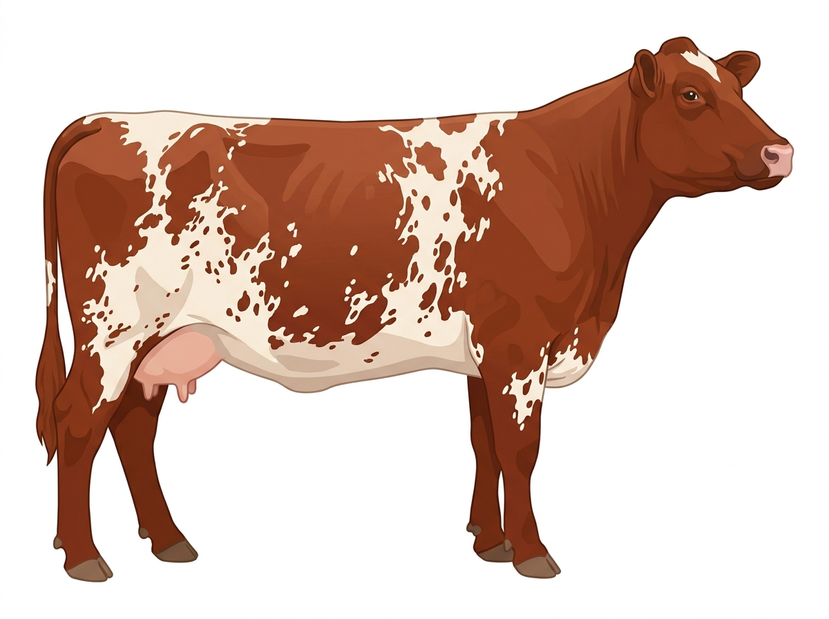 Red white roan Commercial Shorthorn Cow