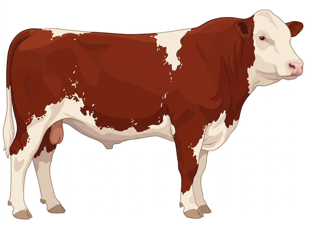 Red white roan with minimal spotting with ticking Commercial Shorthorn Bull