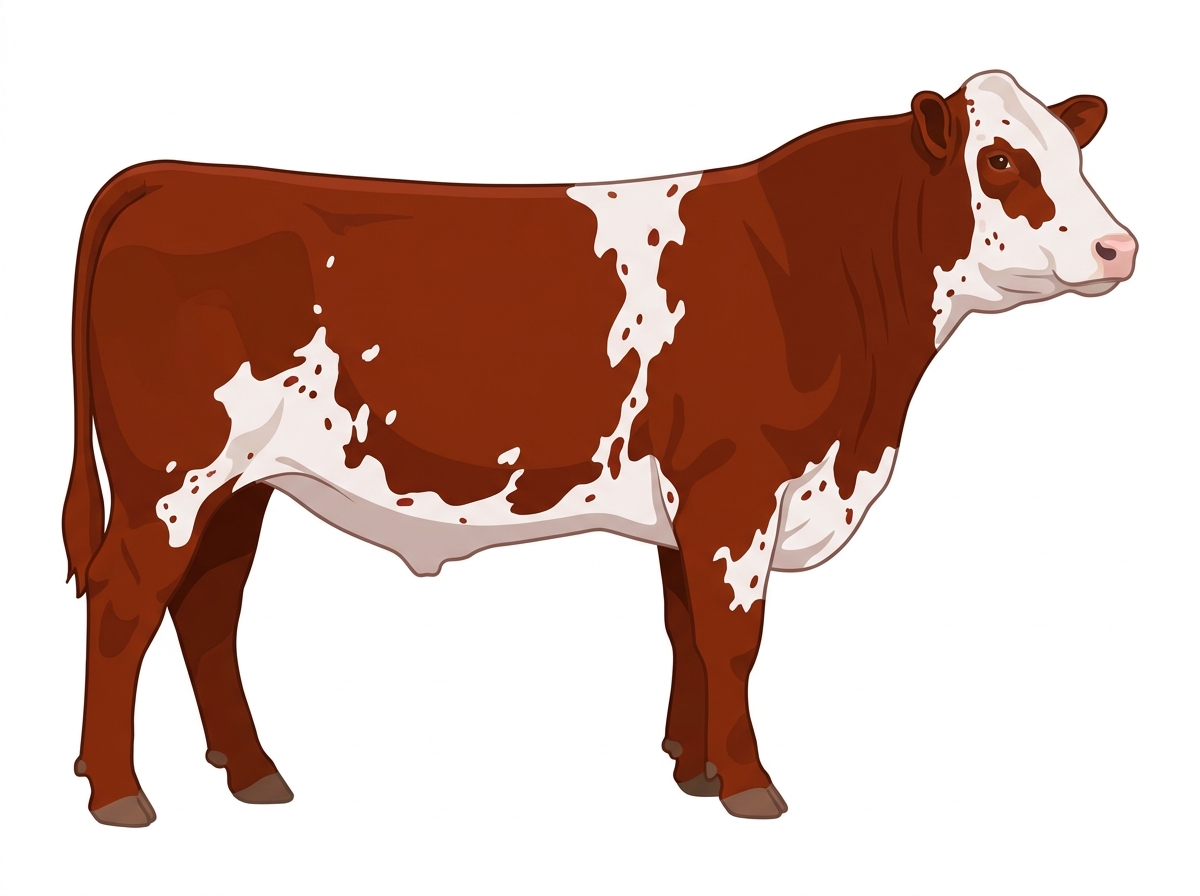 Red white roan with minimal spotting with ticking Commercial Shorthorn Steer