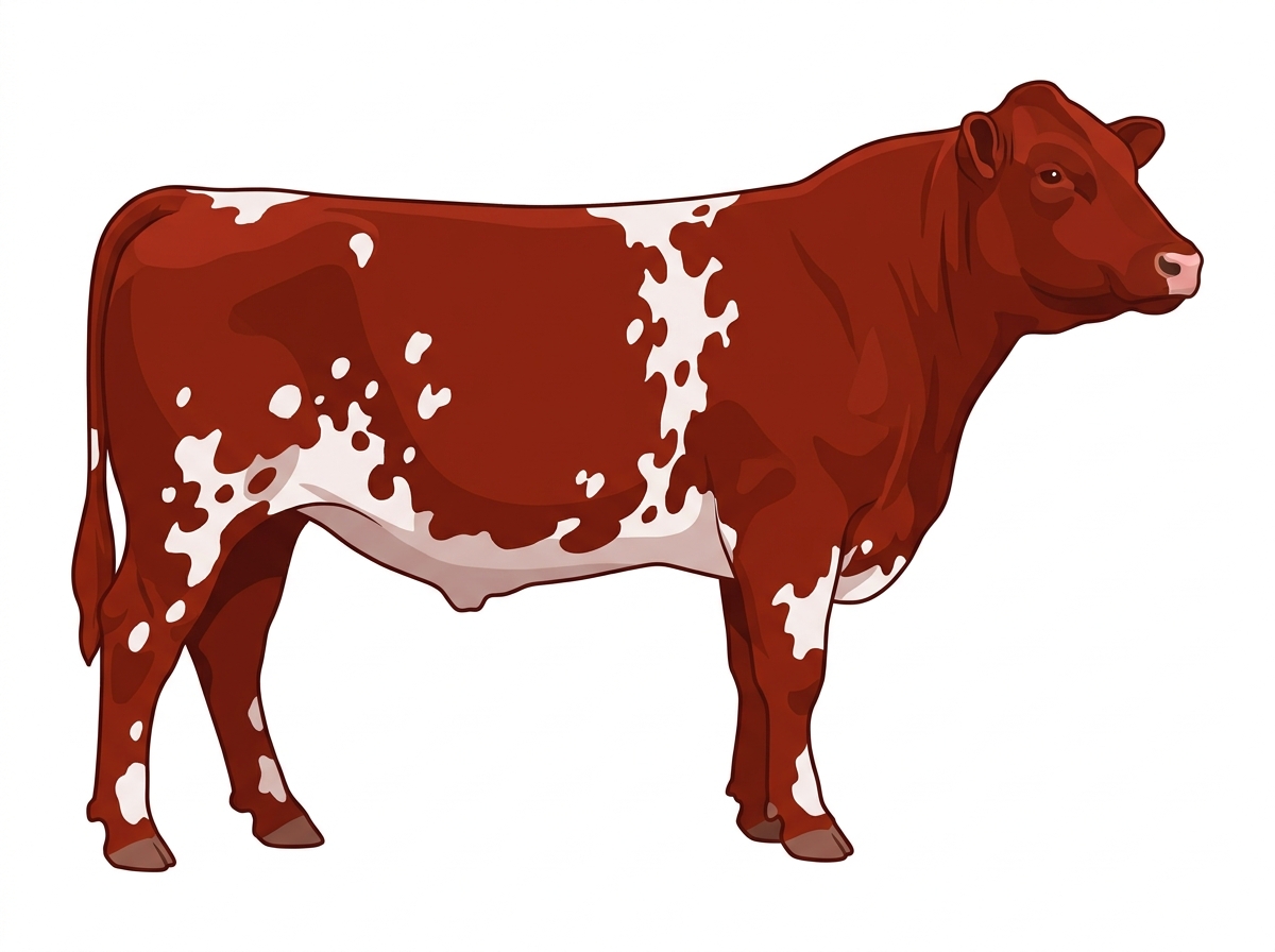 Red white roan with white spots Commercial Shorthorn Steer