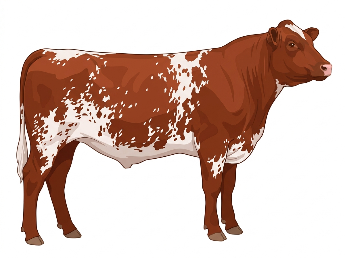 Red white roan with white spots with ticking Commercial Shorthorn Steer