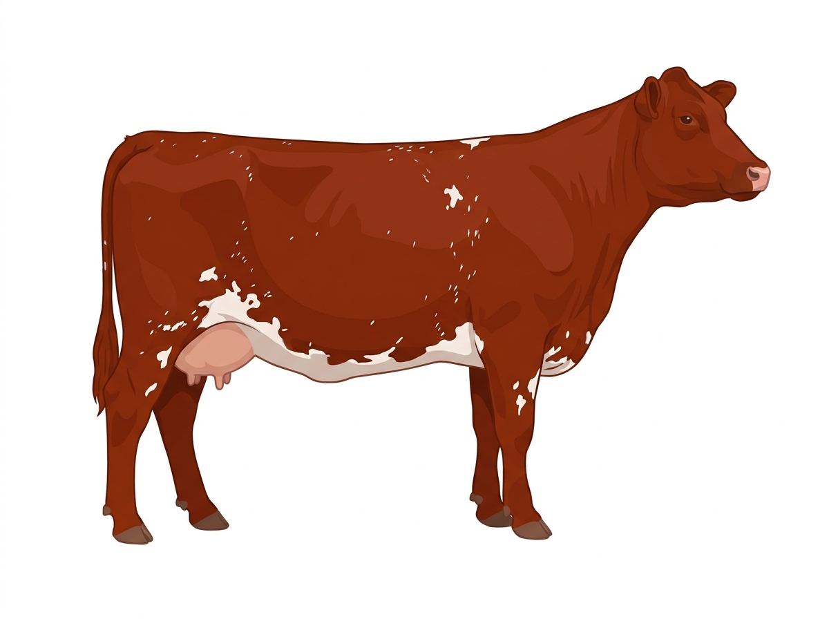 Red with minimal spotting with ticking Commercial Shorthorn Cow